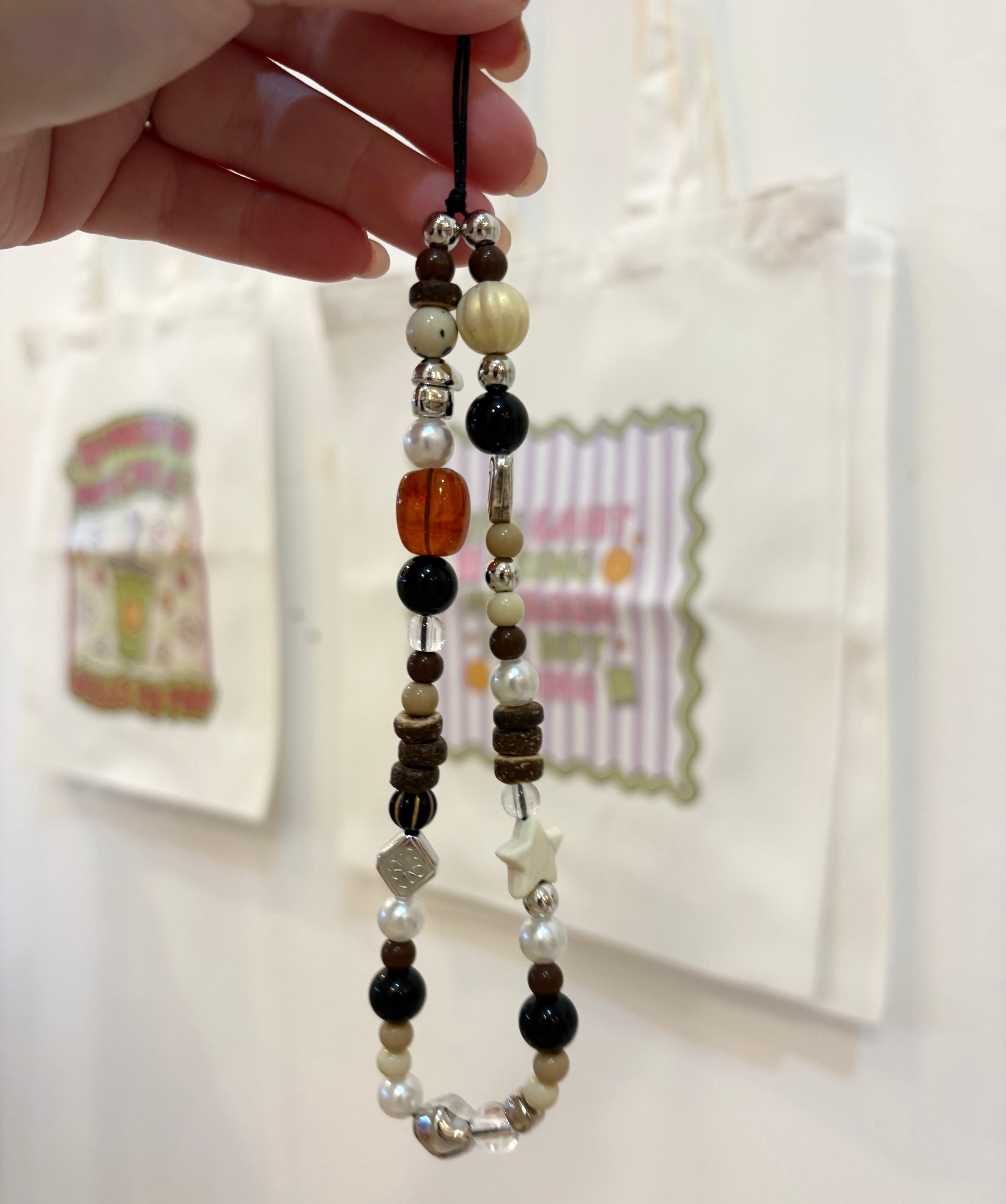 Brown Coconut Bead Phone Charm