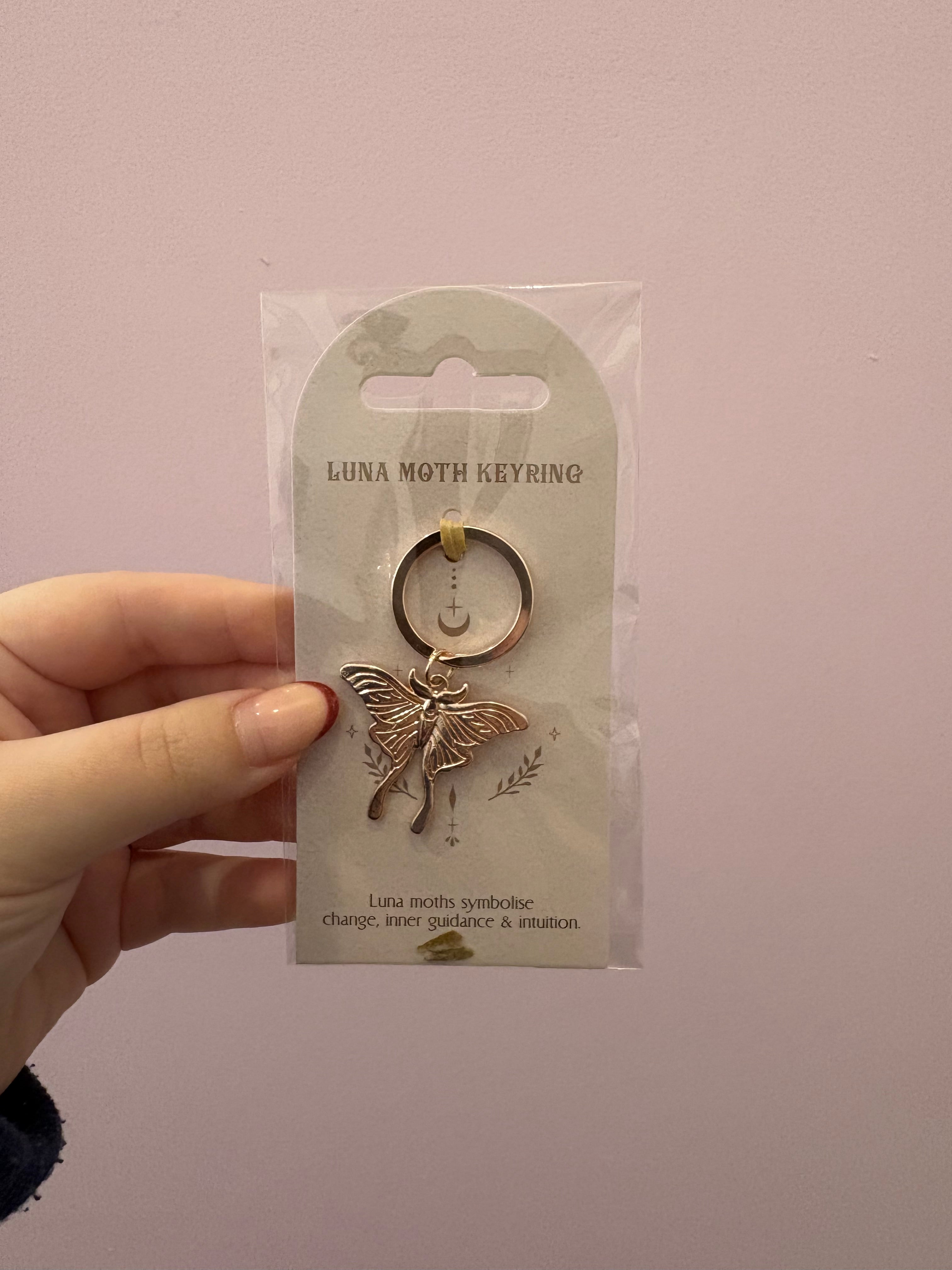 Light Luna Moth Keyring