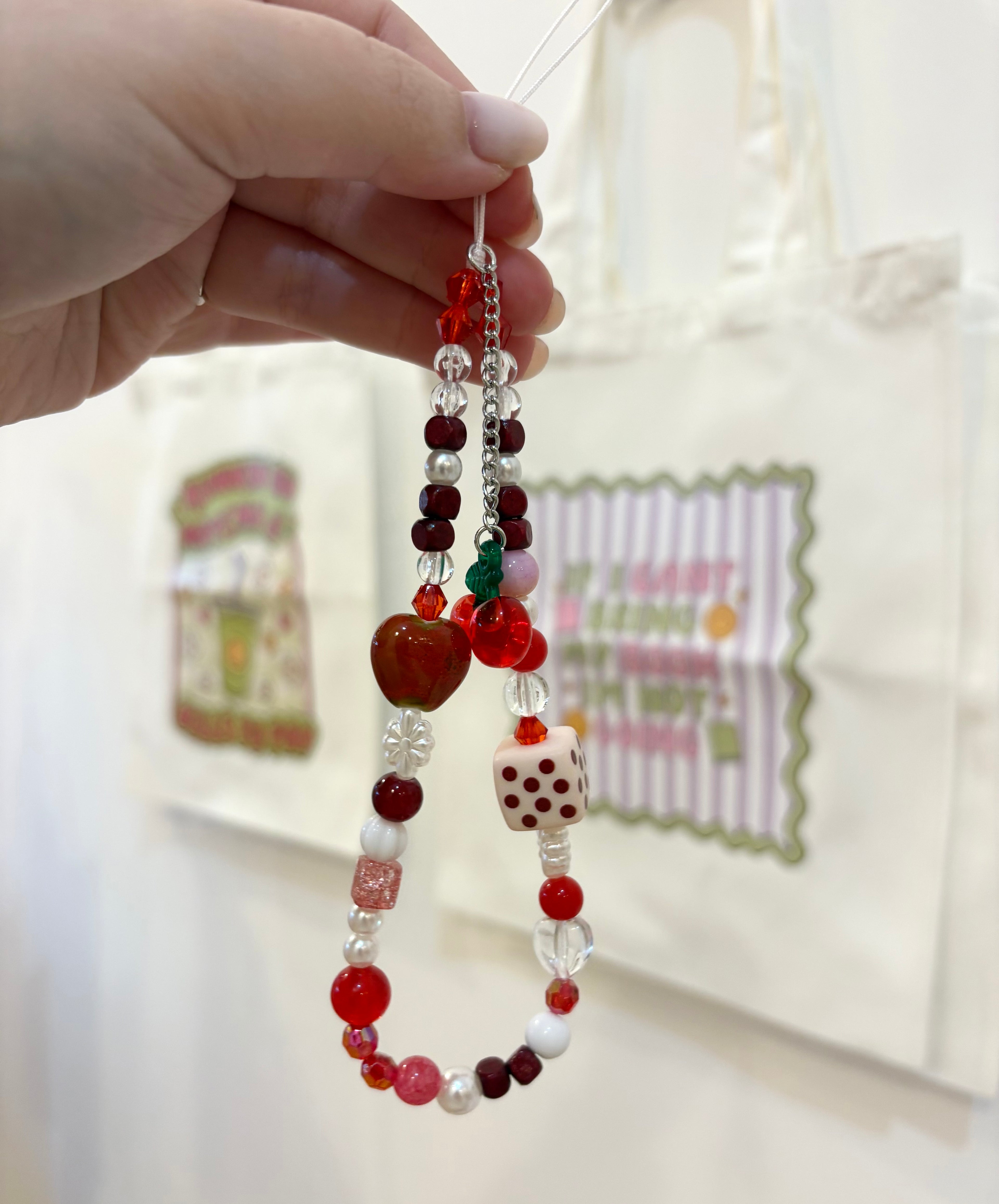 Red Cherry and Dice Phone Charm