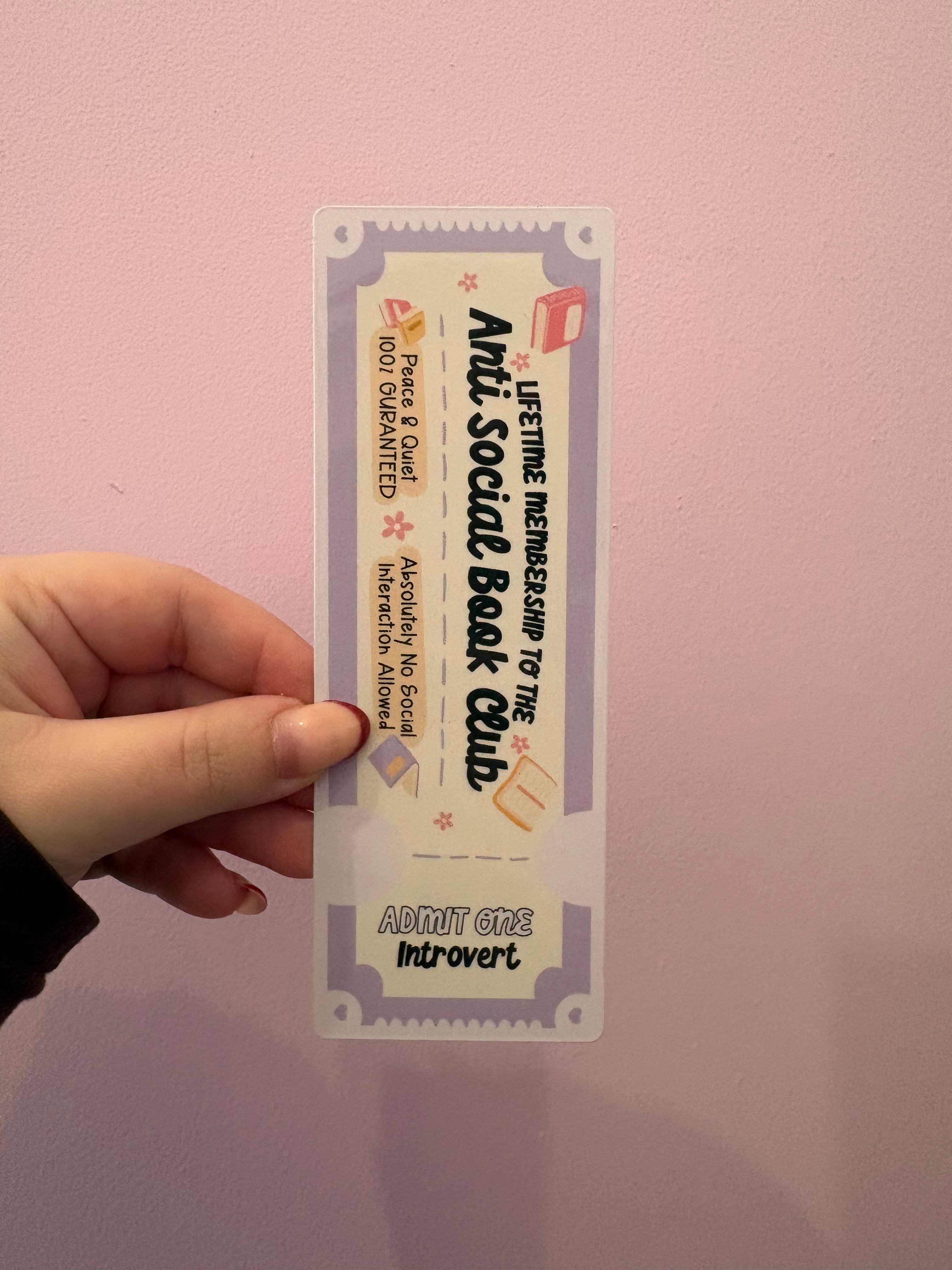 'Anti Social Book Club' Bookmark