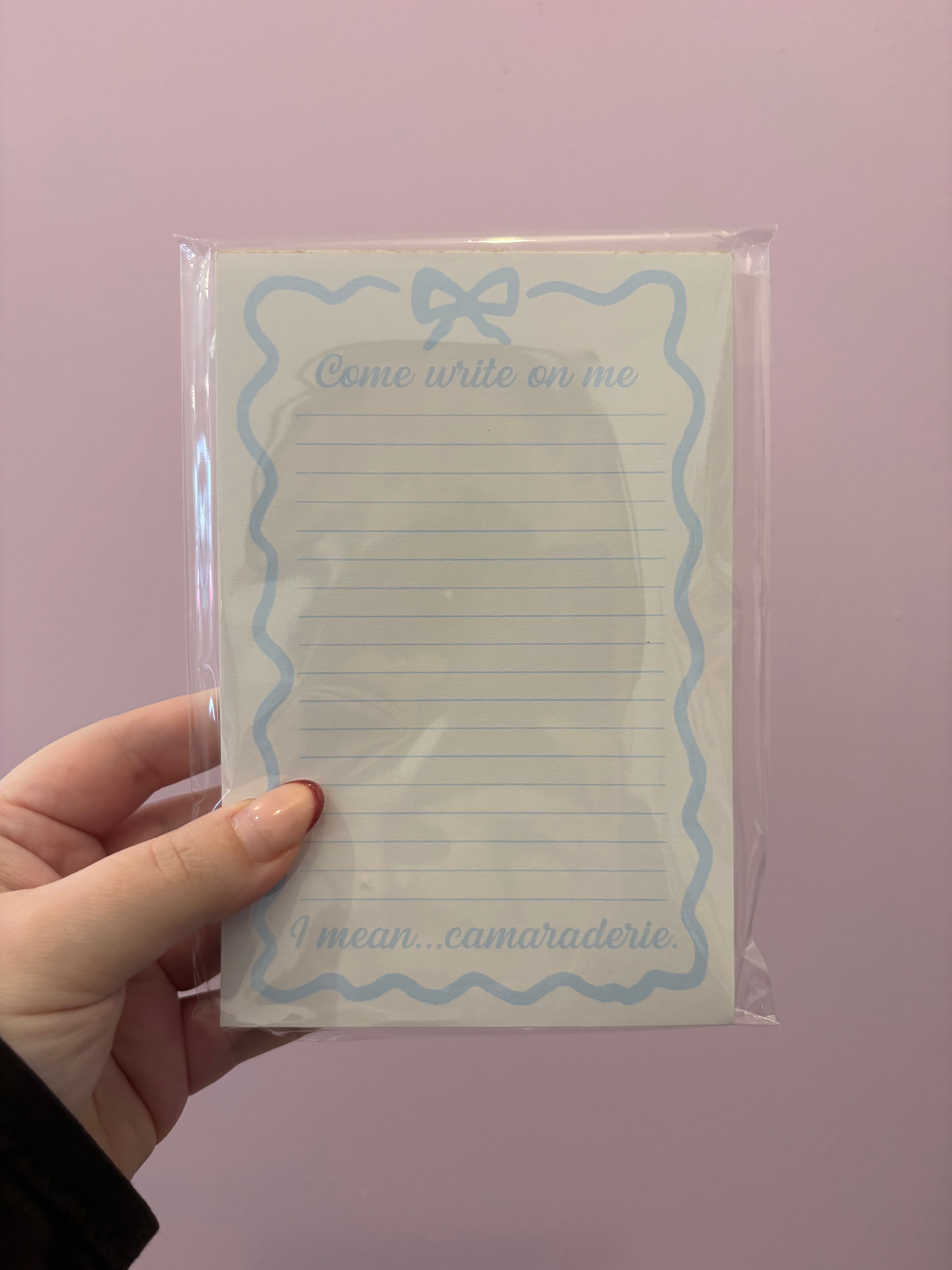 'Come Write On Me' Sabrina 4x6 Notepad